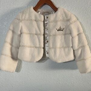 Disney Princess Deluxe Faux Fur White & Gold Jacket Coat Size 4 Dress up Costume